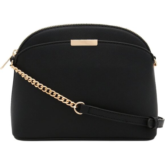 Handbags - Compact Saffiano Small Dome Crossbody Bag with Gold Hardware - Ideal for Outings